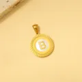 Collana con ciondolo rotondo lettera B vintage in oro per uomo e donna gioiello - Smalto bianco B