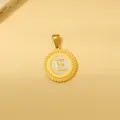 Ins Stil Vintage 18K vergoldet rund Buchstabe E Anhänger Halskette weiß Emaille Schmuck Damen. - Weiße Emaille E