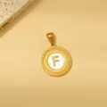 Goldener Buchstabe F Anhänger Halskette Vintage Runde Muschel Buchstaben Schmuck Damen - Weiße Emaille F
