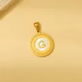 Runde goldene Anhänger Halskette mit weißer Perlmutt Einlage und Buchstabe G Initialschmuck - Weiße Emaille G