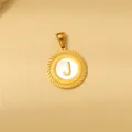 Vintage 18k vergoldeter runder Buchstabe J Anhänger Halskette für Damen Herren Mode - Emaille Weiß J