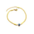 Vergoldetes Schlangenkettenarmband mit einem blauem Auge Anhänger Detail für Damen. - Auge