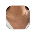 Dubbellaagse druppel halsketting voor dames, minimalistische titanium stalen ketting - Zilver
