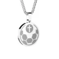Collana con ciondolo croce da calcio in acciaio inossidabile per ragazzi e ragazze. - Colore acciaio