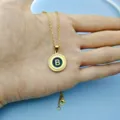 Kολιέ με μενταγιόν γράμμα B επίχρυσο 18K με μαύρο σμάλτο vintage κόσμημα για γυναίκες άνδρες - Γράμμα B / Μαύρο