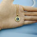 επιχρυσωμένο κολιέ μενταγιόν αρχικό Κ 18k vintage μαύρο σμάλτο στρογγυλό κόσμημα γυναίκες - Γράμμα K / Μαύρο