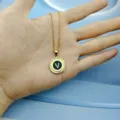 Vintage 18K Επιχρυσωμένο Κολιέ Γράμμα V Στρογγυλό Μαύρο Σμάλτο Κορδόνι Γυναικεία Κοσμήματα - Γράμμα V / Μαύρο