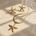 Set Collana Orecchini Stella Marina Oro Catena Serpente Elegante Gioiello Spiaggia - Stella Marina 1