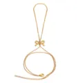 Variante catena da mano con fiocco in acciaio inossidabile dorato, elegante bracciale donna. - Oro