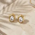 Orecchini geometrici irregolari di perle placcati in oro, stile retro francese elegante. - Irregolare-1
