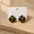 Orecchini geometrici neri e oro chic da donna, eleganti orecchini a lobo placcati in oro di design. - Nero Marquise