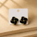 Orecchini geometrici chic in nero e oro, eleganti gioielli di lusso alla moda per donne. - Fiore rotante nero
