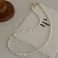 Elegant round pearl necklace with magnetic clasp for women, vintage minimalist choker. - 4mm / Gold