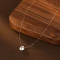 Collar invisible de hilo de pesca moissanita plata esterlina cadena clavicular joyería - Estilo Moissanita (2 Quilates) / Plateado