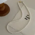 Elegant round pearl necklace with gold magnetic clasp, minimalist chic choker for women. - 5mm / Gold