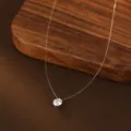 Collar choker invisible de plata con colgante de circonita moissanita minimalista para mujer. - Estilo Circonia (6.5mm) / Plateado