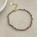 Pulsera de cadena dorada y cordón trenzado morado con dije de corazón y extensión mujer. - Plata 925 / Oro-Púrpura