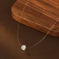 Invisible mermaid tear crystal cube pendant necklace short clavicle chain versatile jewelry - Square Crystal Style (6mm)