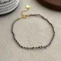 Blue and gold braided bracelet, exquisite S925 silver metal chain intertwined with blue cord. - 925 Silver / Gold-Blue