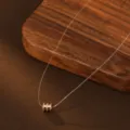 Invisible fishing line necklace with rose gold cylinder pendant dainty minimalist clavicle chain - Mini Barrel Style (Champagne Gold)