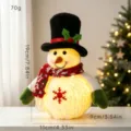 Christmas LED glowing snowman plush toy holiday party desktop decoration gift 19cm - E-DD90 Glowing Top Hat Snowman Ornament