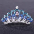Détail peigne à cheveux diadème strass bleu, accessoire scintillant pour enfants. - Strass Bleu-Argent