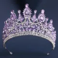Atemberaubende violette Kristall Braut Tiara, luxuriöse Silber Strass Krone für Hochzeit. - Dickes Silber Weißer & Lilafarbener Kristall