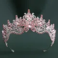 Stunning silver alloy crystal tiara with sparkling pink rhinestones and butterfly design for bridal wedding. - H1560 Thick Silver with White & Light Pink Rhinestones