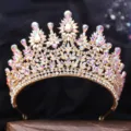Barock Braut Tiara Krone mit bunten schimmernden Strasssteinen fuer Hochzeit Party Haaraccess - KC Gold Weißer Diamant + AB-Diamant