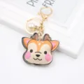 Cute leather cartoon deer keychain with pearl charm and gold ring for women bag pendant - Regular Fit