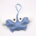 Cute blue leather crab bag charm keychain pendant for handbag and backpack decoration item - Blue