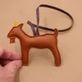 Leather goat bag charm handmade animal keychain luxury style handbag pendant accessory brown - Old Goat Charms / Brown