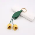 Portachiavi tulipano in pellefatto a mano ciondolo borsa bellissimo accessorio - Giallo