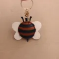 Süßer Bienen Leder Schlüsselanhänger mehrschichtige 3D Taschen Anhänger Metall Ring - Bienen-Schlüsselanhänger / Kaffee