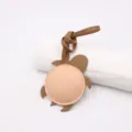 Cute leather sea turtle bag charm detail, brown and pink pendant with hanging strap accessory. - Sea Turtle Lanyards / Pink