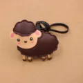 Cute leather sheep bag charm handmade cartoon animal pendant for handbags backpacks keychains. - Side-Standing Little Sheep Charms / Dark Brown