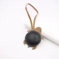 Cute leather sea turtle bag charm with strap, 3D stuffed turtle keychain accessory. - Sea Turtle Lanyards / Black