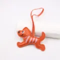 Cartoon doppelseitig bedruckter Leder Hund Taschenanhänger, süßer gefüllter Welpe Schlüsselanhänger. - Orange