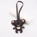Cute leather koala bag charm detail, cartoon animal backpack pendant accessory. - Lanyard / Dark Brown