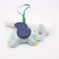 Cute cartoon flying elephant leather bag charm, blue animal keyring pendant accessory. - Light Blue