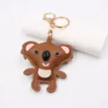 Cute leather koala keychain cartoon animal bag pendant and adorable backpack accessory - Keychain / Brown