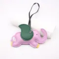 Cute pink elephant leather bag charm with green wings, stylish handbag pendant and denim accessory. - Taro Purple