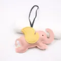 Cute cartoon elephant leather bag charm stylish pink yellow color block pendant for apparel. - Pink - Yellow Wings