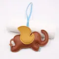 Cartoon Dumbo Leather Bag Charm Cute Elephant Pendant Handbag Accessory Blue Strap - Coffee