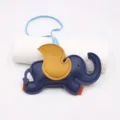 Cute blue elephant leather bag charm with yellow wing hanging pendant daily accessory. - Navy Blue