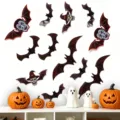 Halloween 3D αυτοκόλλητα τοίχου νυχτερίδας και σετ διακοσμήσεις κολοκύθας φάντασμα. - Μικρός Βαμπίρ / Μαύρο