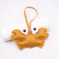 Orange leather crab bag charm cute keychain pendant purse accessory for women girls stylish gift - Earthy Yellow