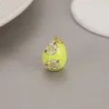 Easter egg enamel charm pendant green floral DIY jewelry accessory vintage necklace pendant - Yellow Floral Style (H-8082) / Yellow