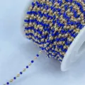 Επιχρυσωμένη αλυσίδα με μπλε χάντρες 14Κ DIY χειροποίητα αξεσουάρ κοσμημάτων για κολιέ. - Αλυσίδα με Μπλε Χάντρες Ρυζιού (AL-337)