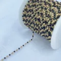 Επιχρυσωμένη αλυσίδα 14k με μαύρες χάντρες DIY κατασκευή κοσμημάτων χειροποίητο κολιέ αξεσουάρ - Αλυσίδα με Ασπρόμαυρες Χάντρες (AL-338)
